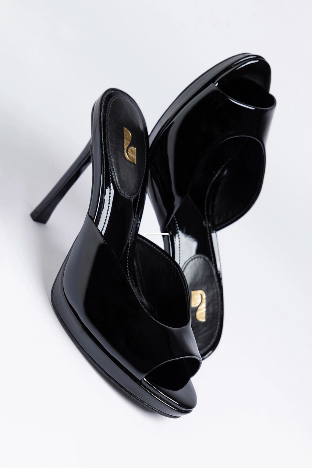 Larroude Jasmine Platform Mule Black Patent Leather