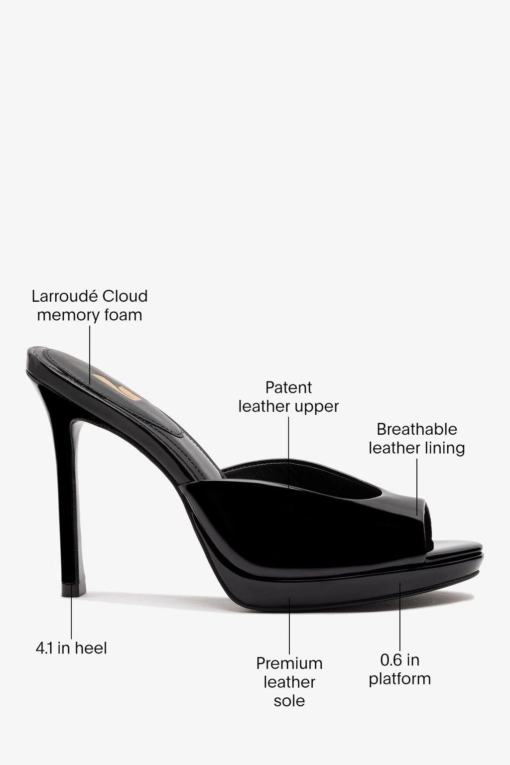 Larroude Jasmine Platform Mule Black Patent Leather