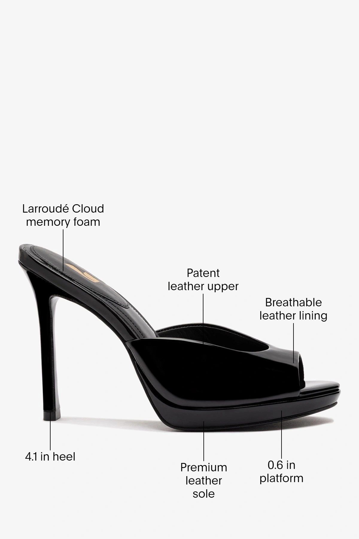 Larroude Jasmine Platform Mule Black Patent Leather