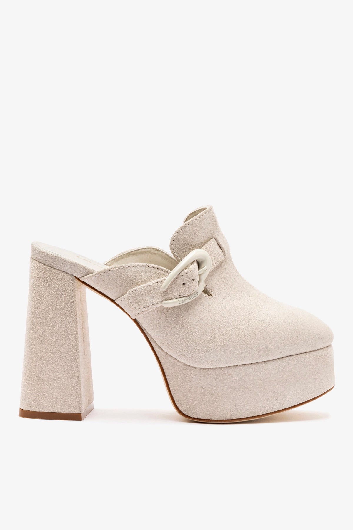 Larroude Dolly Verona Clog In Mushroom Grey Suede