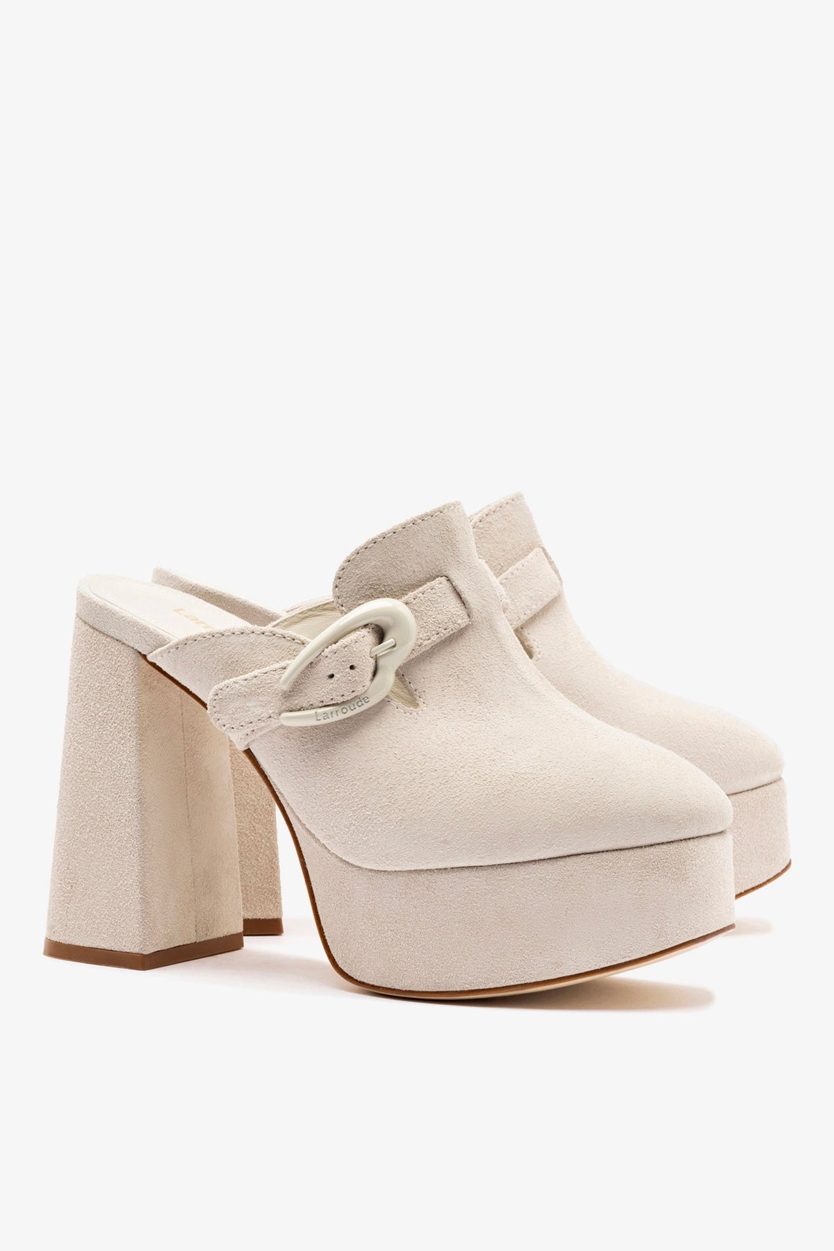 Larroude Dolly Verona Clog In Mushroom Grey Suede
