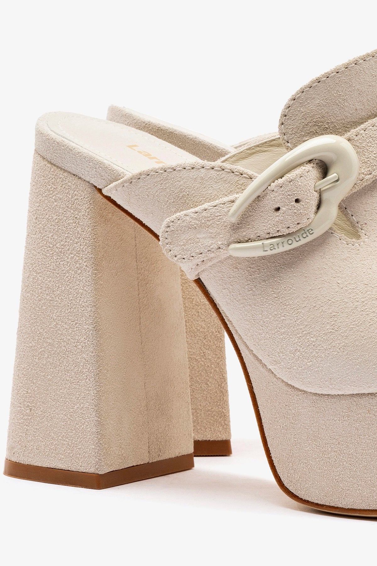 Larroude Dolly Verona Clog In Mushroom Grey Suede