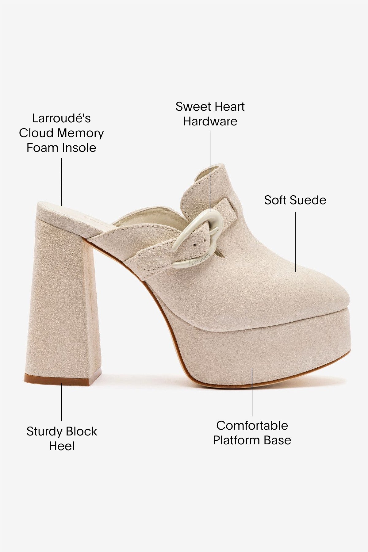 Larroude Dolly Verona Clog In Mushroom Grey Suede