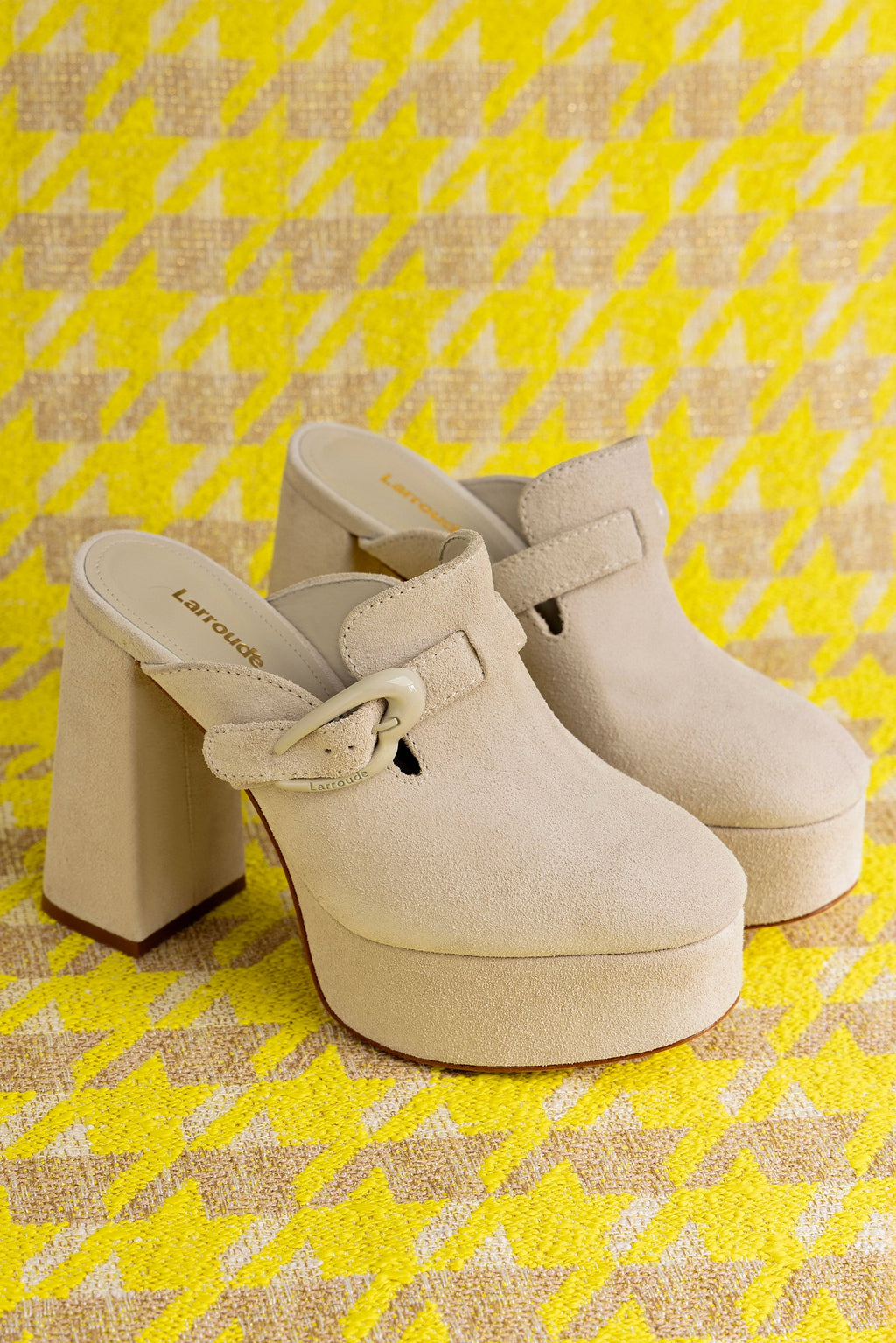 Larroude Dolly Verona Clog In Mushroom Grey Suede