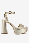 Larroude Dolly Sandal In Platina Metallic Leather