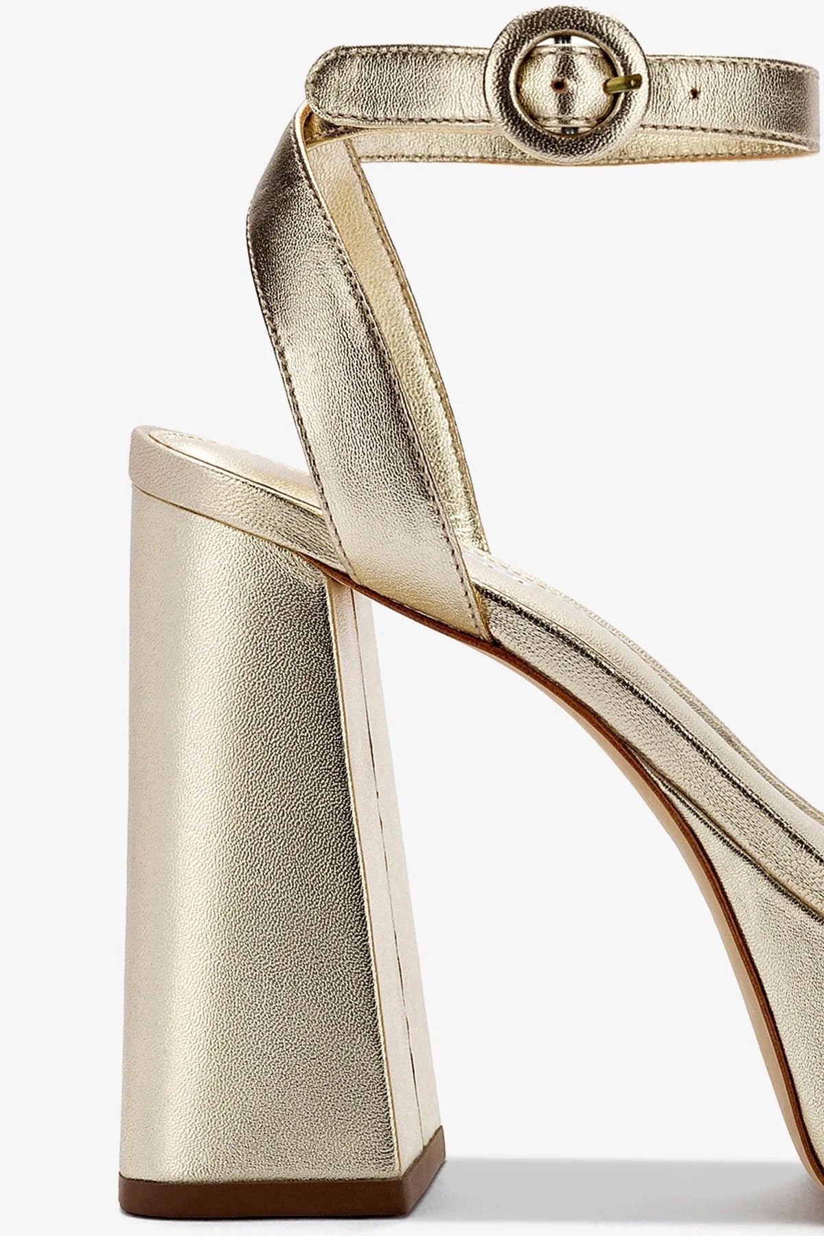 Larroude Dolly Sandal In Platina Metallic Leather