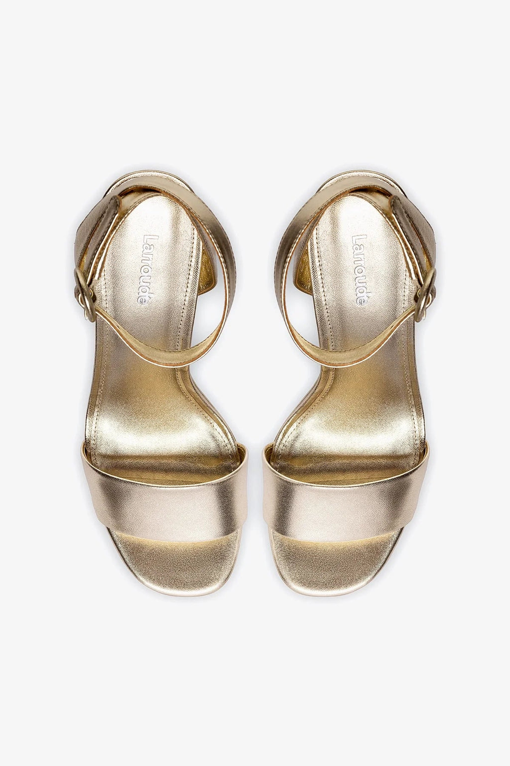 Larroude Dolly Sandal In Platina Metallic Leather