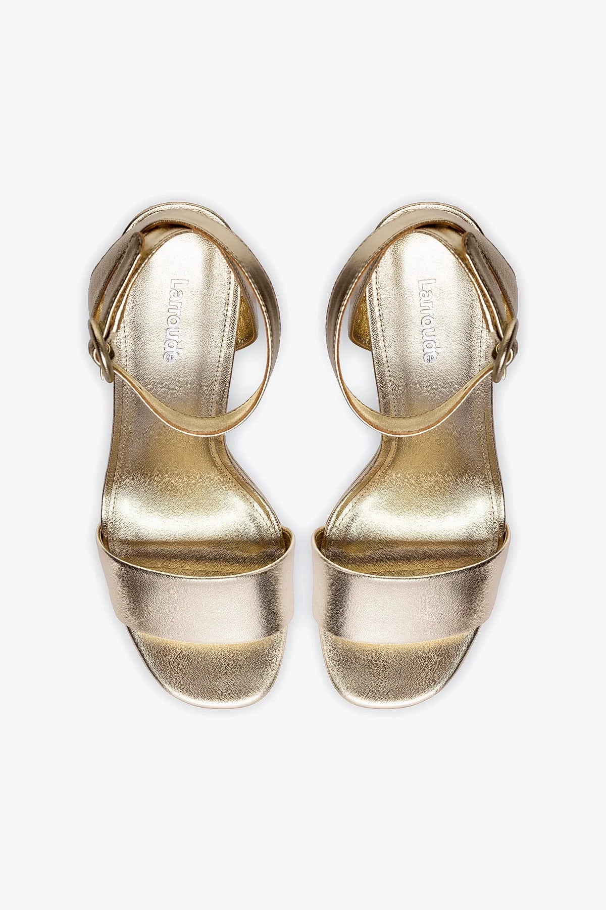 Larroude Dolly Sandal In Platina Metallic Leather