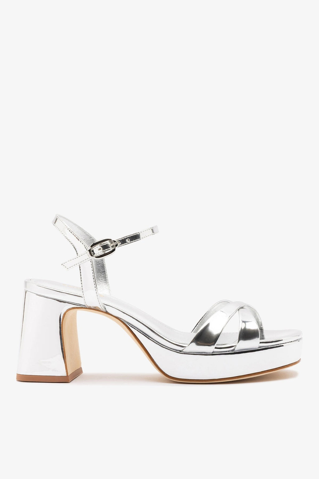Larroude Bianca Low Sandal Silver Specchio