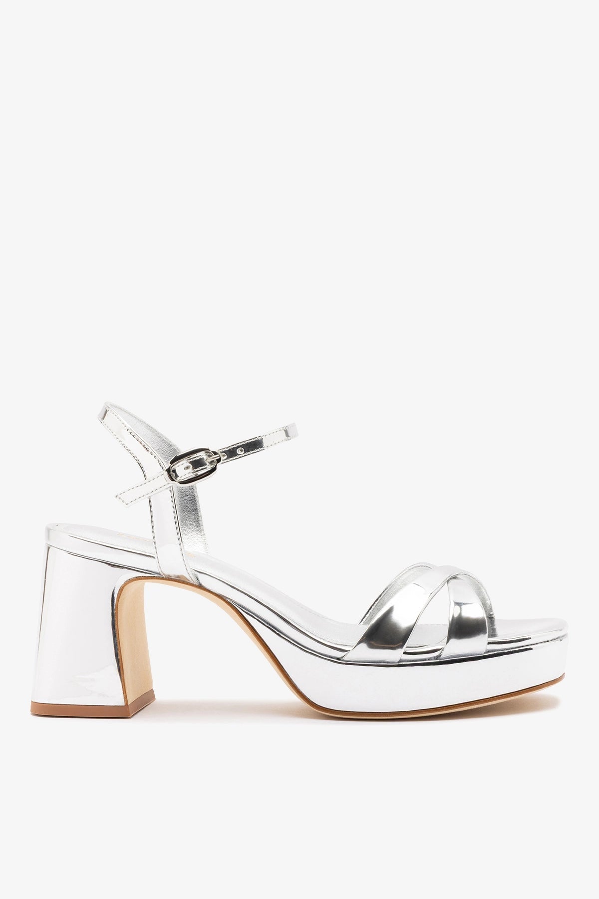 Larroude Bianca Low Sandal Silver Specchio