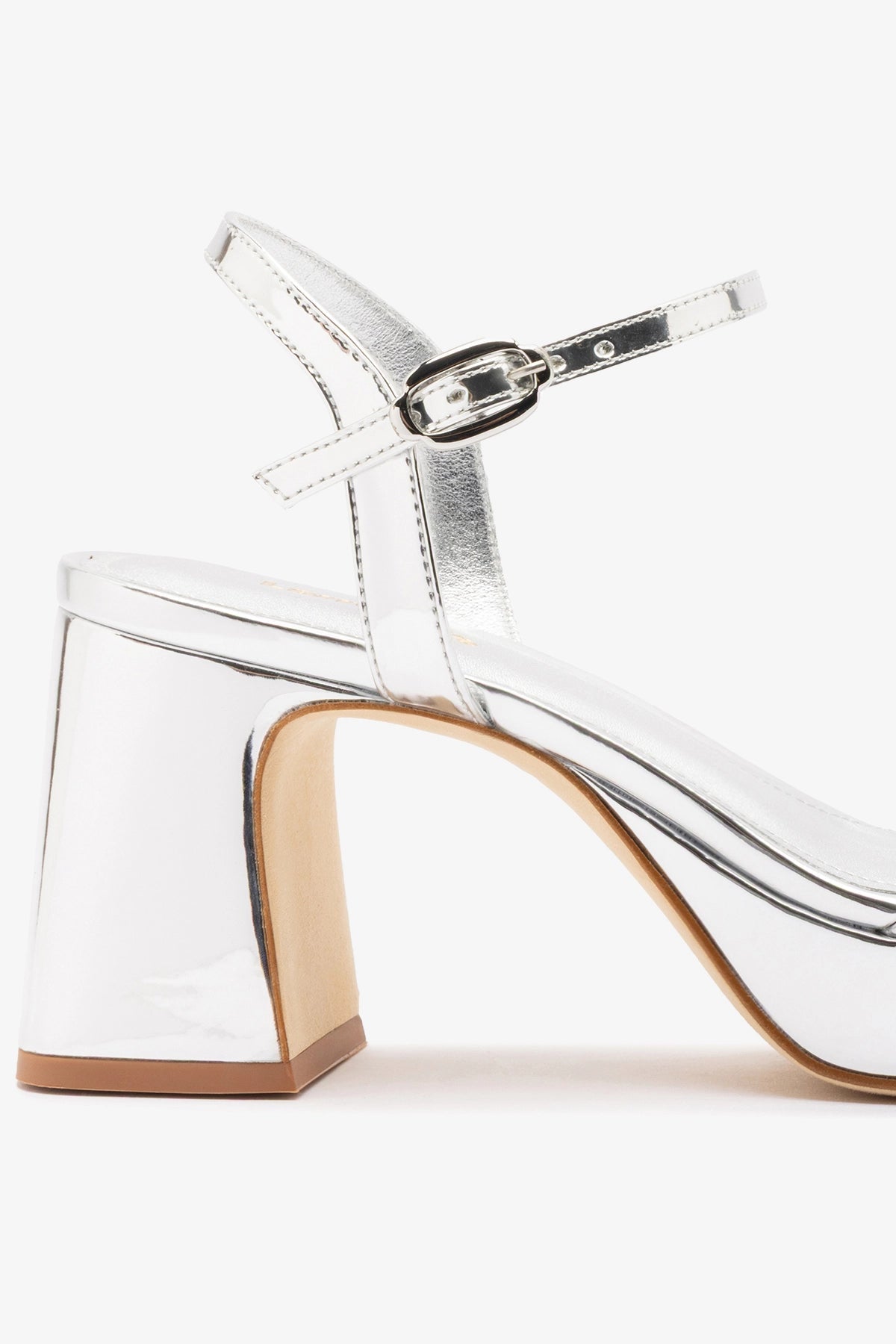 Larroude Bianca Low Sandal Silver Specchio