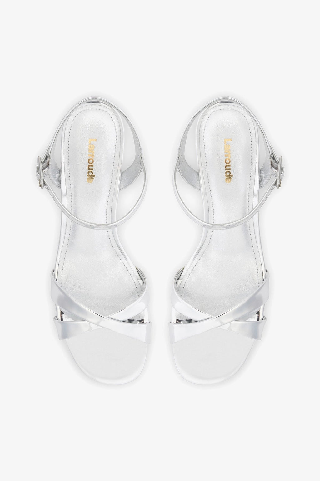 Larroude Bianca Low Sandal Silver Specchio