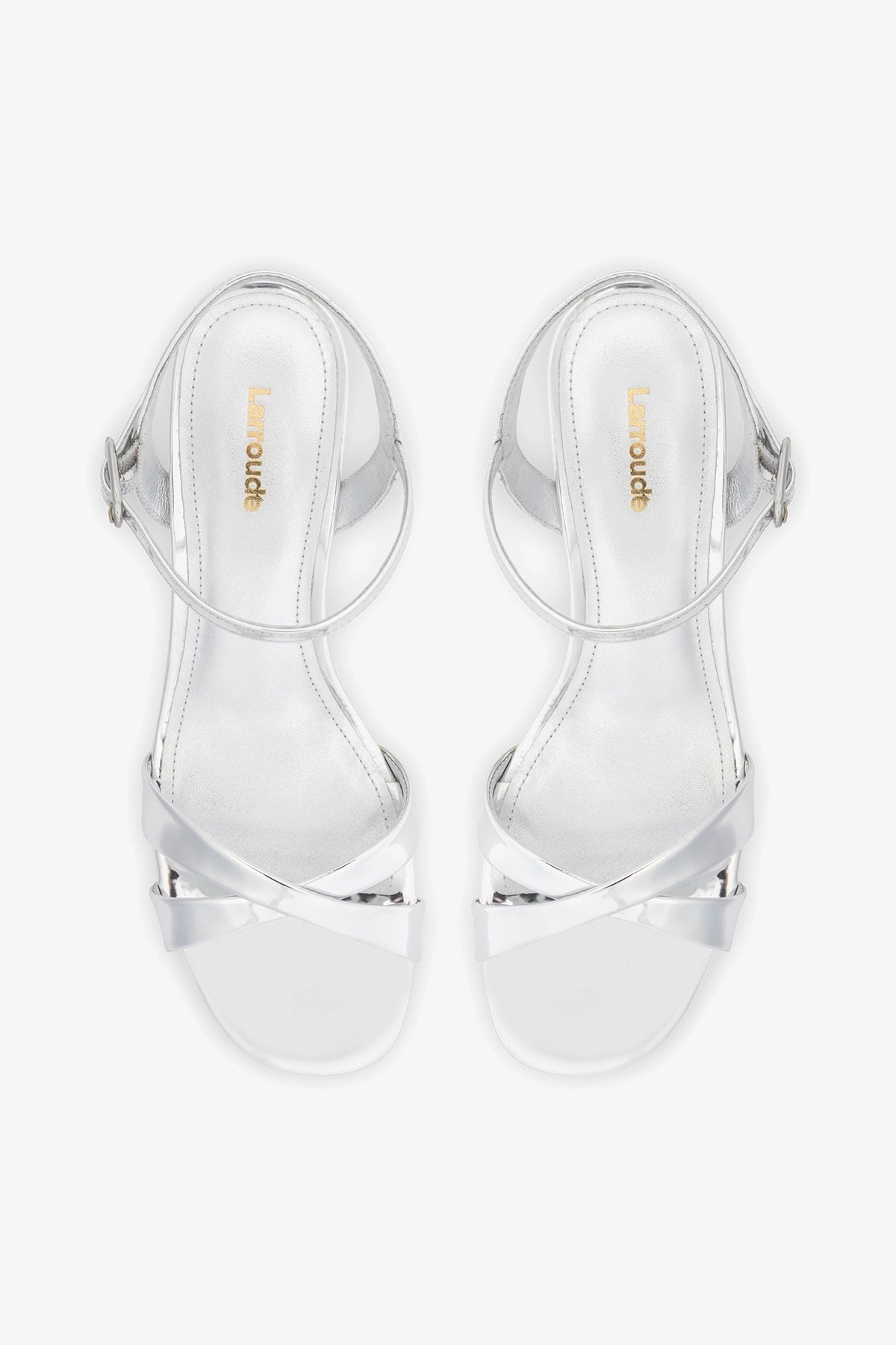 Larroude Bianca Low Sandal Silver Specchio