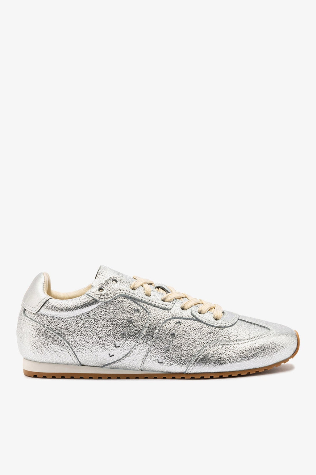 Larroude Stella Sneaker In Silver Metallic Leather