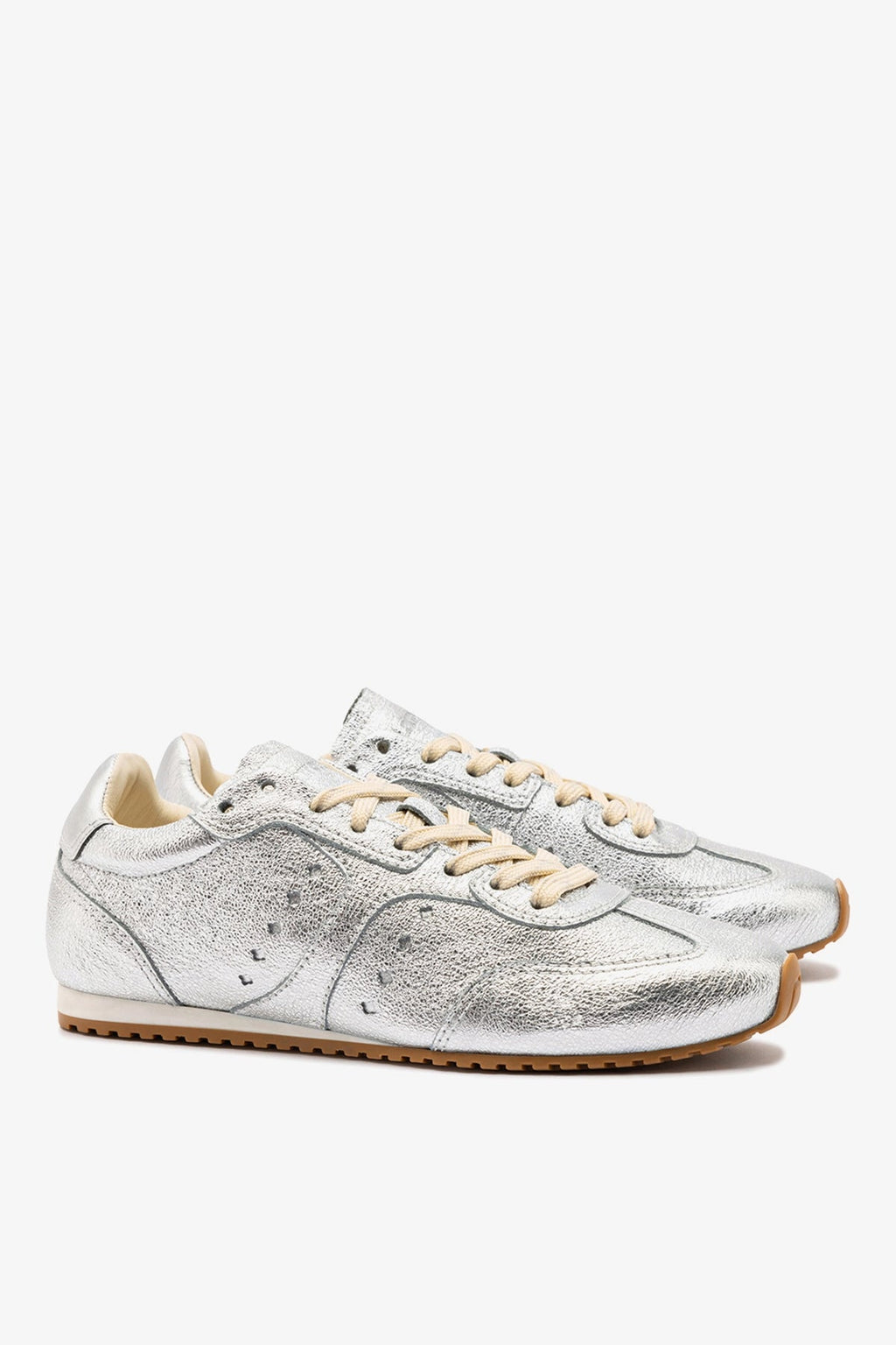 Larroude Stella Sneaker In Silver Metallic Leather