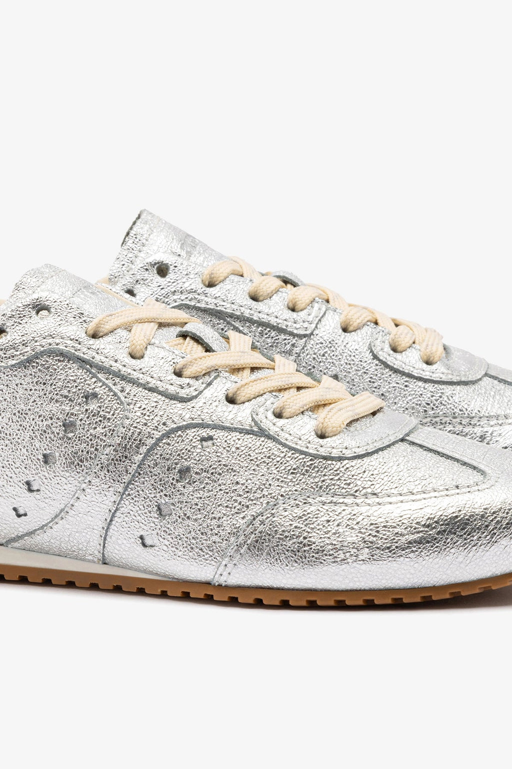 Larroude Stella Sneaker In Silver Metallic Leather