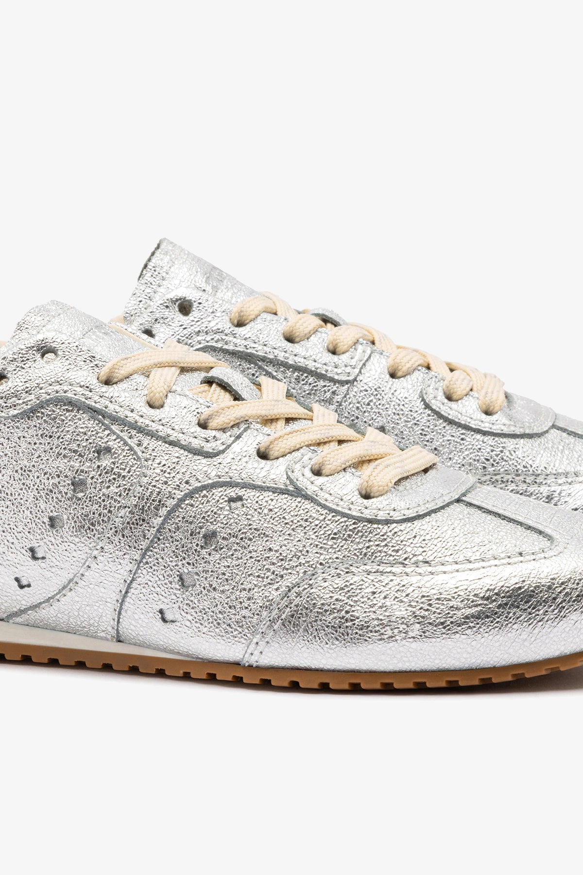 Larroude Stella Sneaker In Silver Metallic Leather