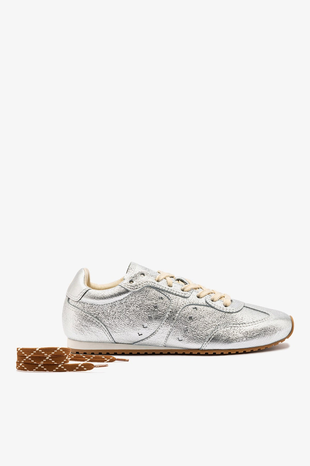 Larroude Stella Sneaker In Silver Metallic Leather