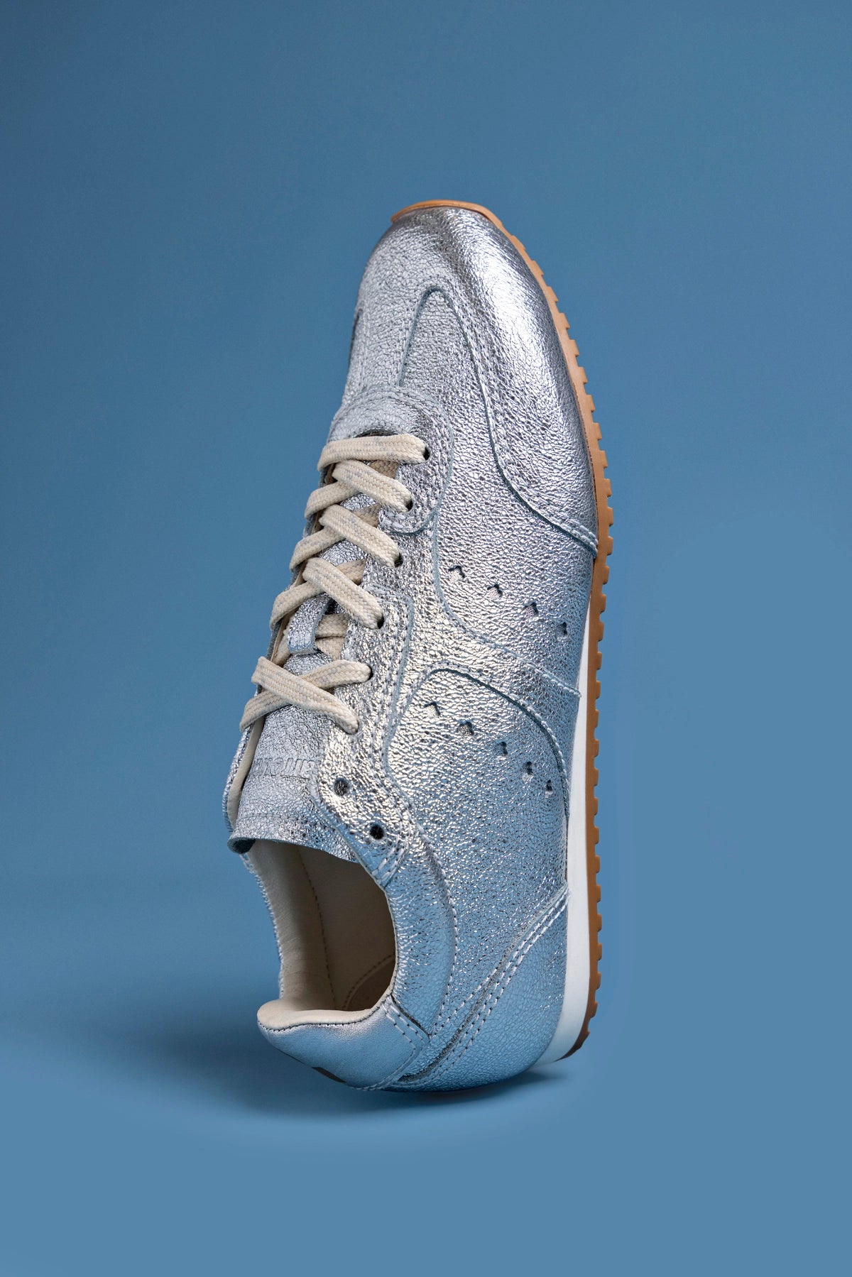 Larroude Stella Sneaker In Silver Metallic Leather