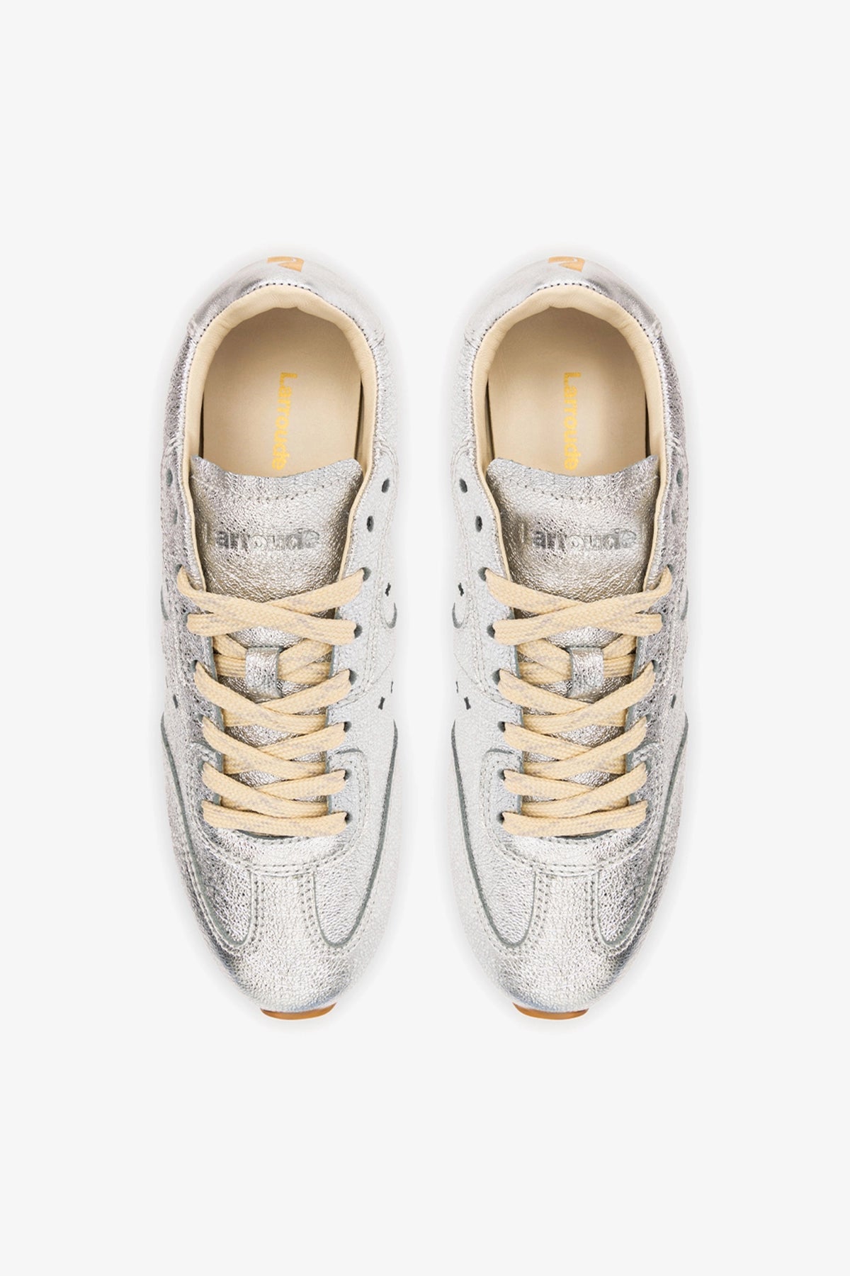 Larroude Stella Sneaker In Silver Metallic Leather