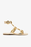 Larroude Milan Gladiator Flat Platina Metallic
