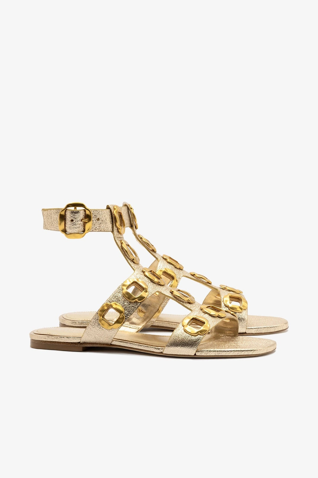 Larroude Milan Gladiator Flat Platina Metallic