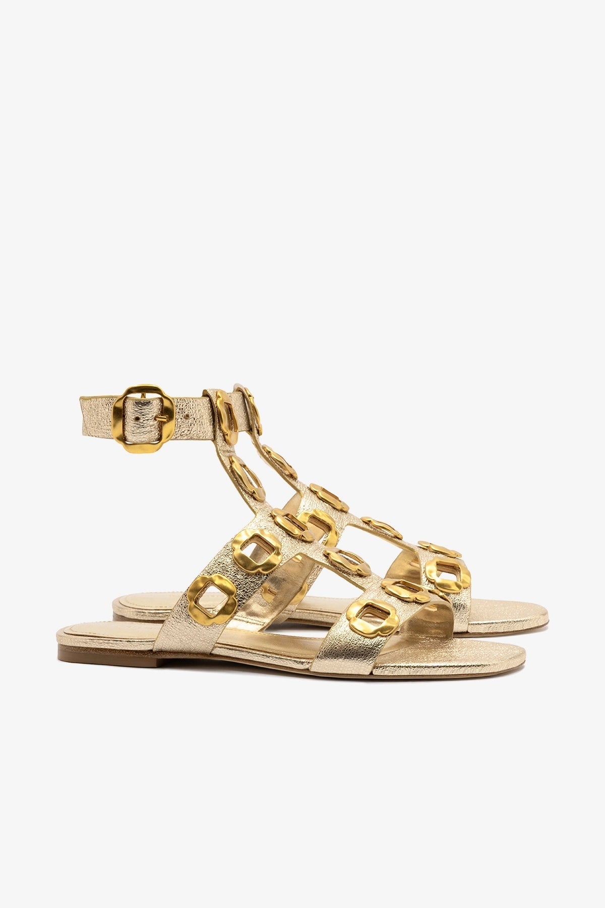 Larroude Milan Gladiator Flat Platina Metallic