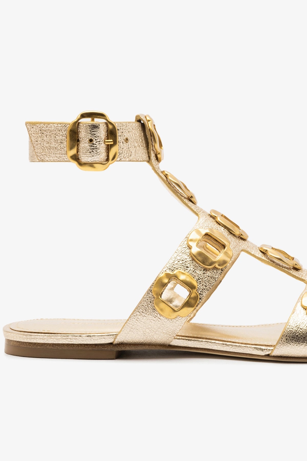 Larroude Milan Gladiator Flat Platina Metallic