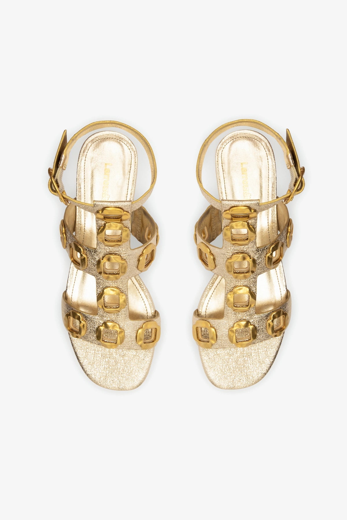 Larroude Milan Gladiator Flat Platina Metallic