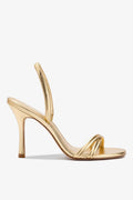 Larroude Annie Sandal In Gold Metallic Leather