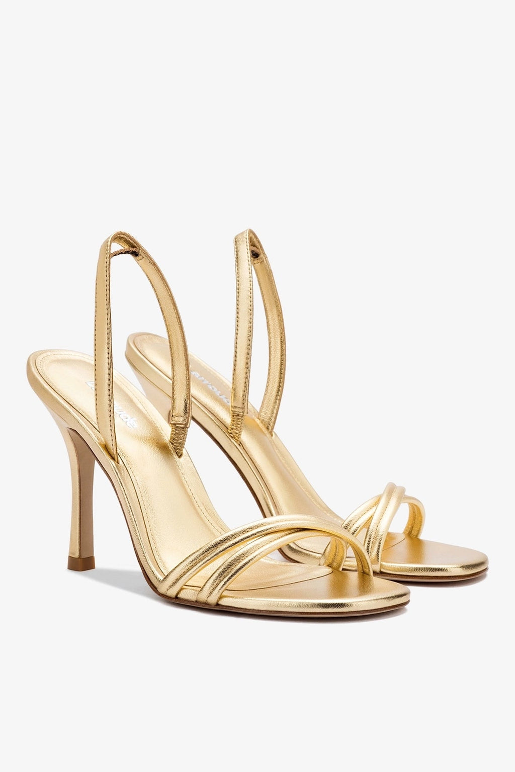 Larroude Annie Sandal In Gold Metallic Leather