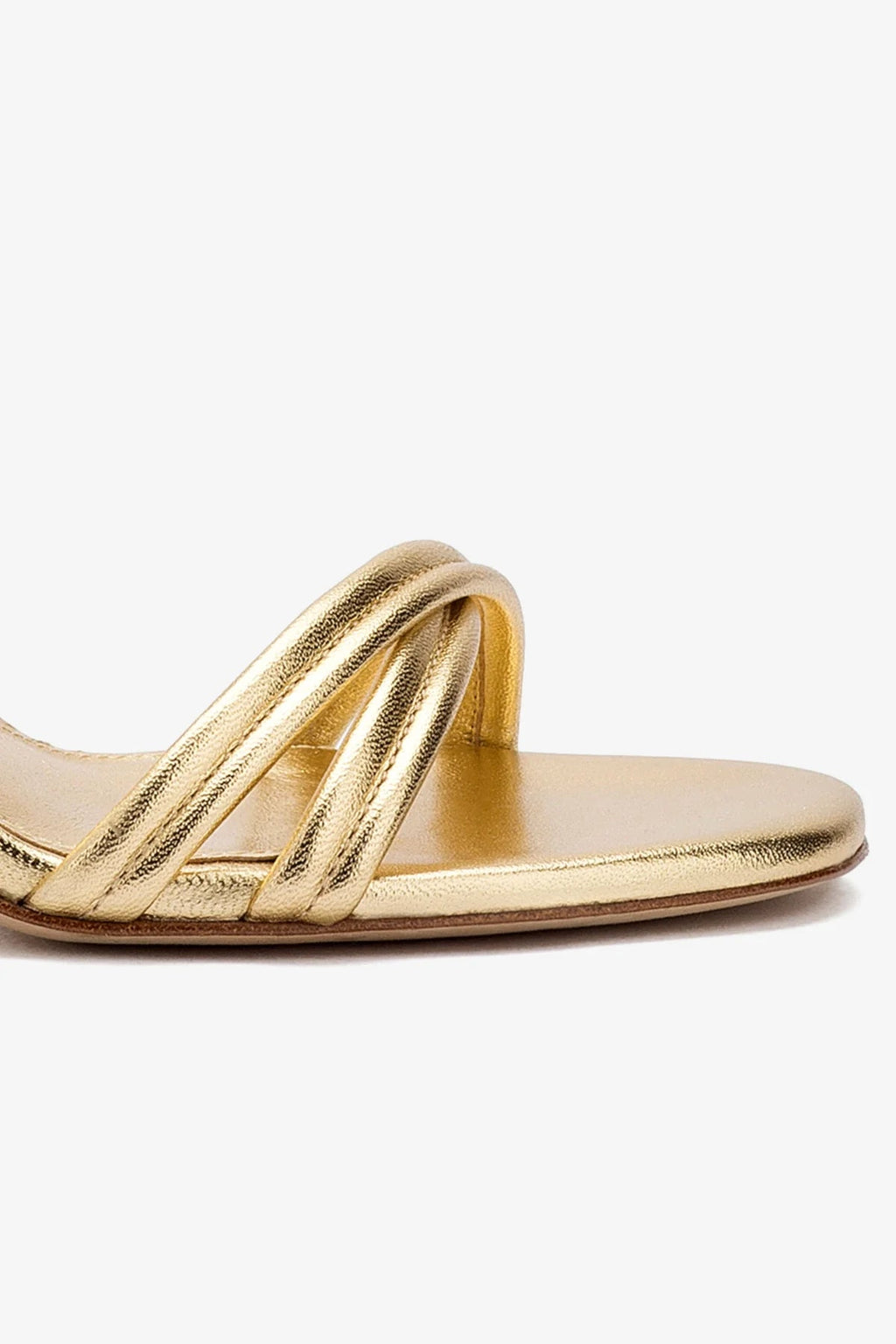 Larroude Annie Sandal In Gold Metallic Leather