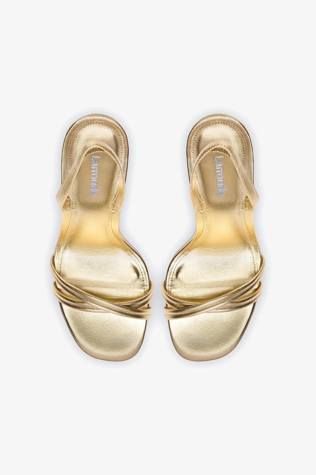 Larroude Annie Sandal In Gold Metallic Leather