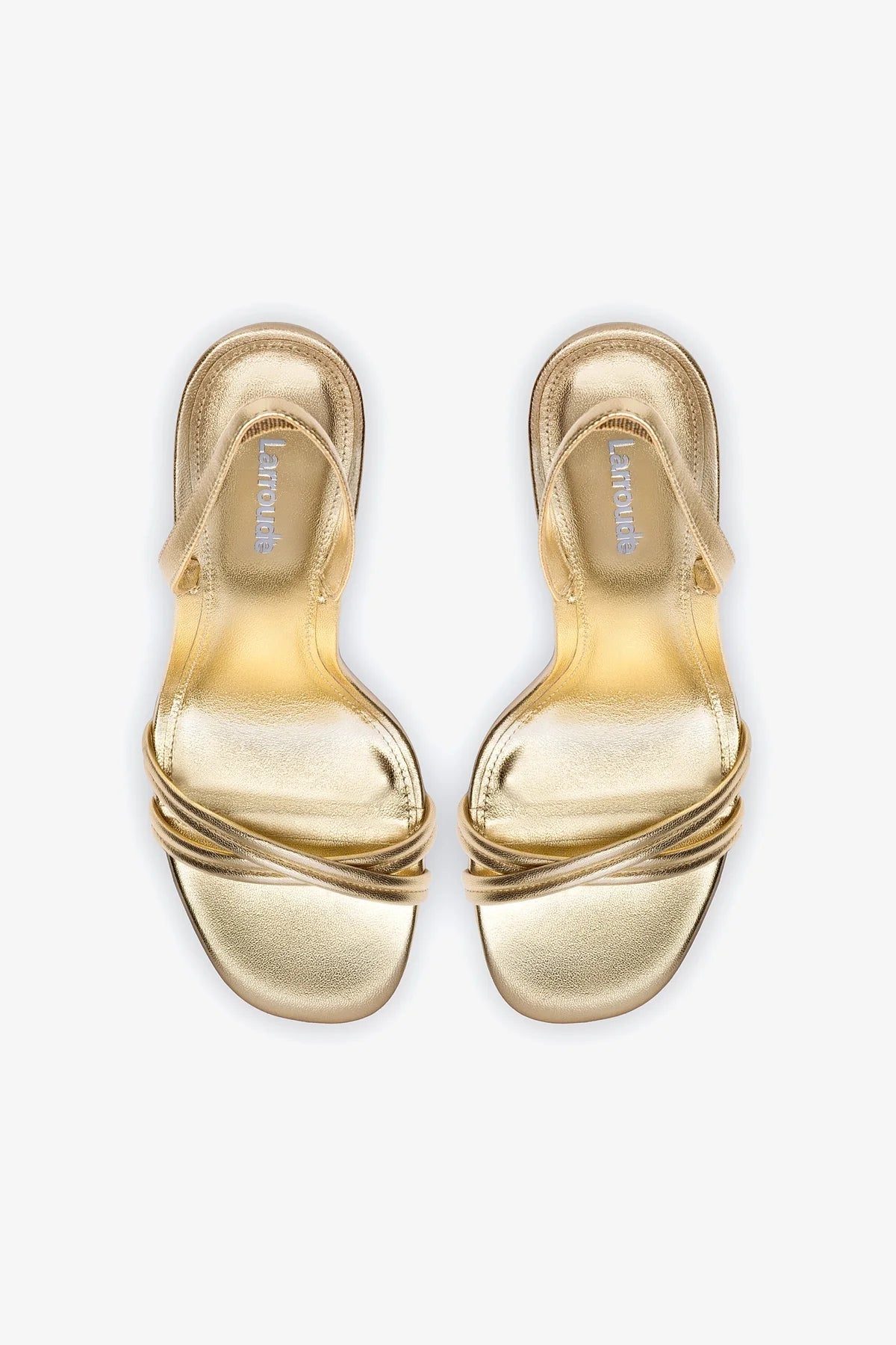Larroude Annie Sandal In Gold Metallic Leather