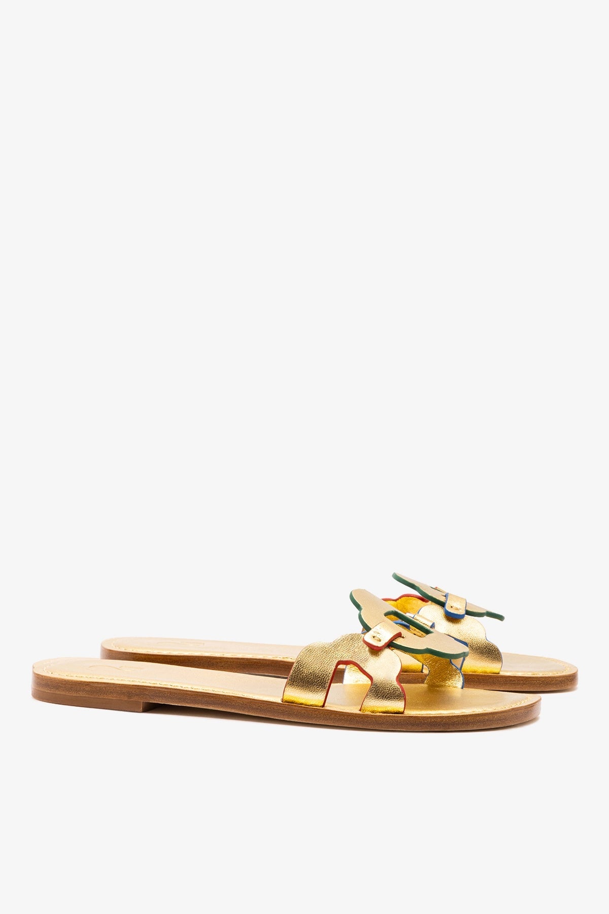 Larroude Margherita Slide In Metallic Gold Leather