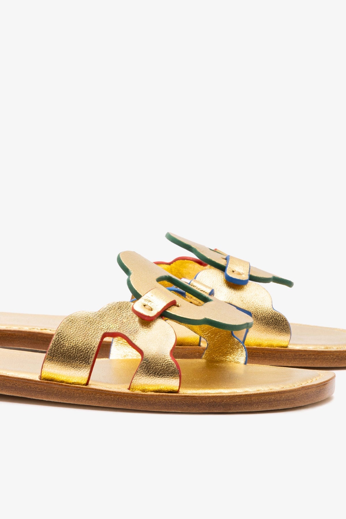 Larroude Margherita Slide In Metallic Gold Leather