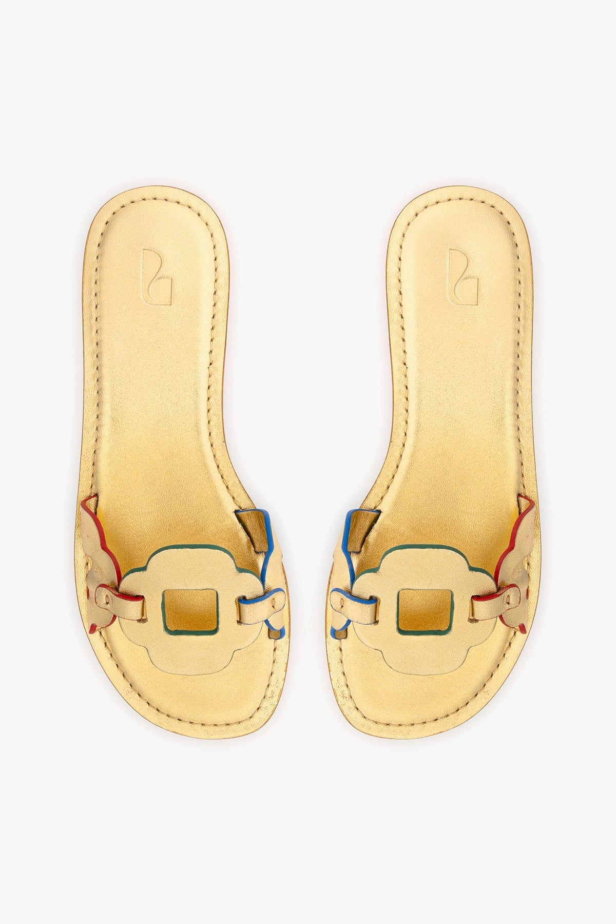 Larroude Margherita Slide In Metallic Gold Leather