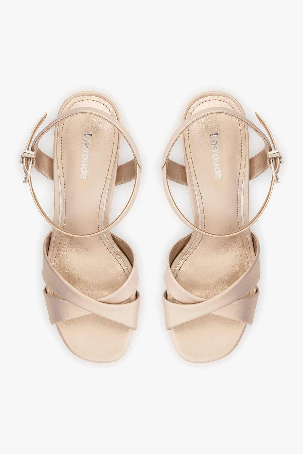 Larroude Bianca High Platform Sandal In Champagne Metallic Leather