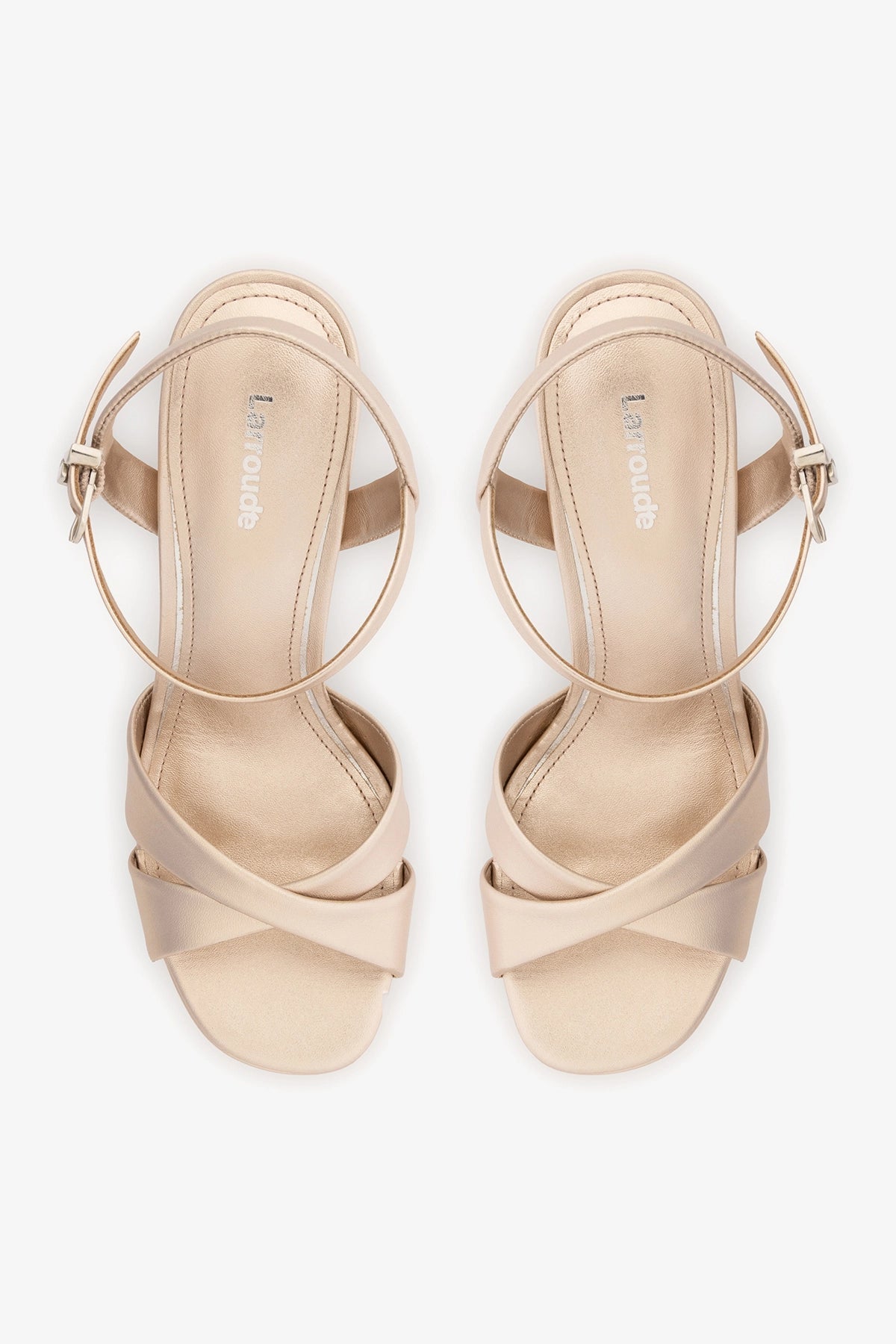 Larroude Bianca High Platform Sandal In Champagne Metallic Leather