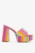 Larroude Dolly Mule Rainbow Raffia