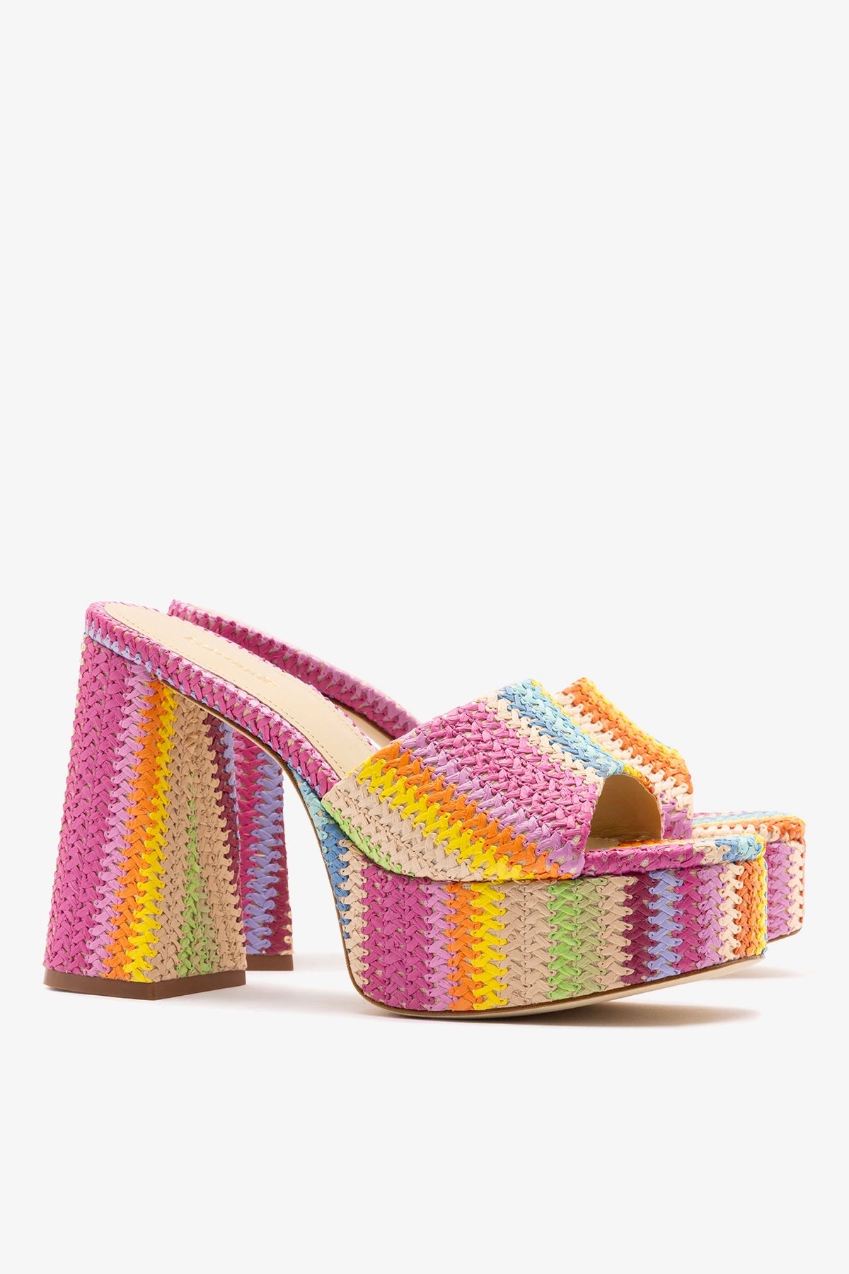 Larroude Dolly Mule Rainbow Raffia