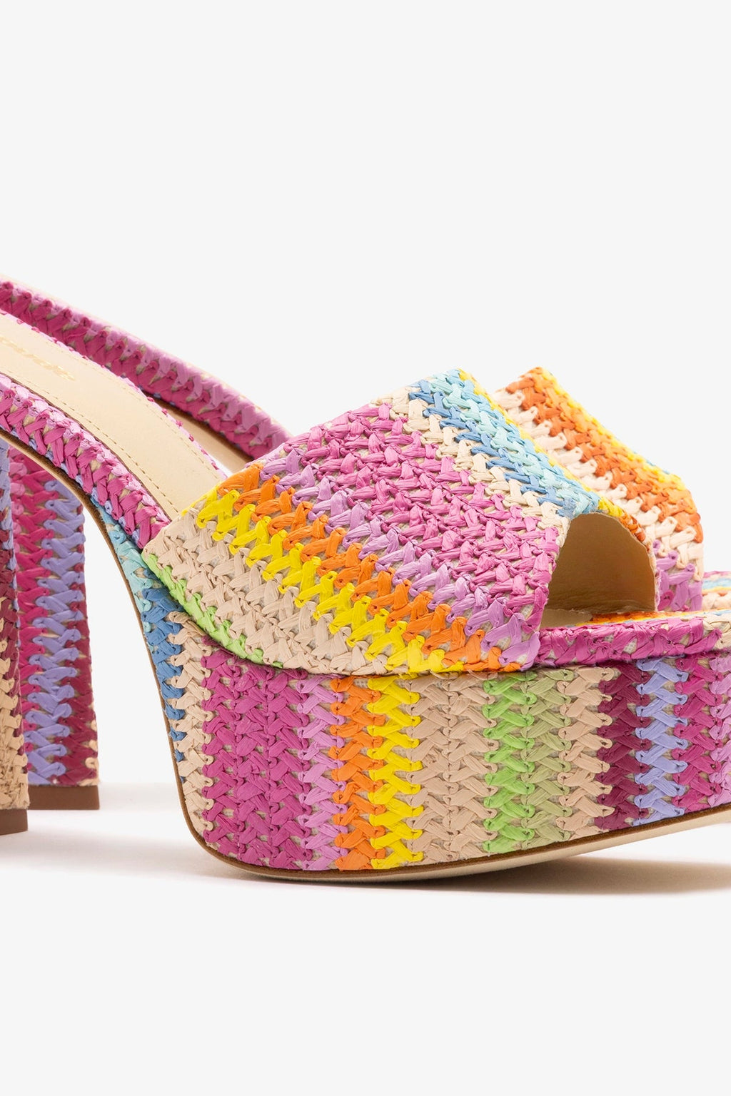 Larroude Dolly Mule Rainbow Raffia