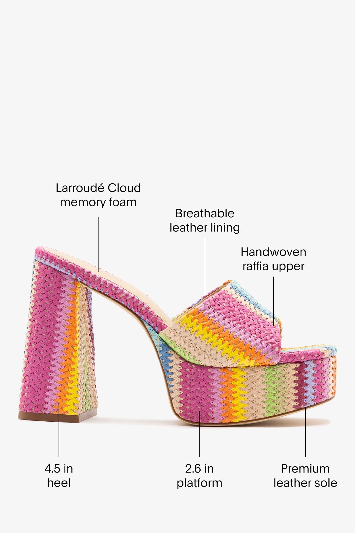 Larroude Dolly Mule Rainbow Raffia