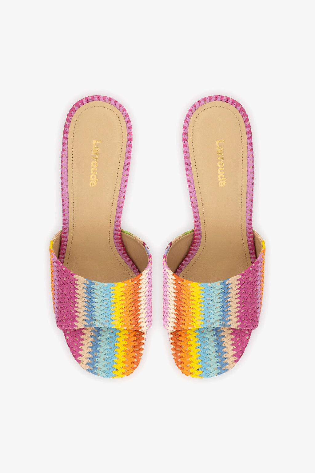 Larroude Dolly Mule Rainbow Raffia