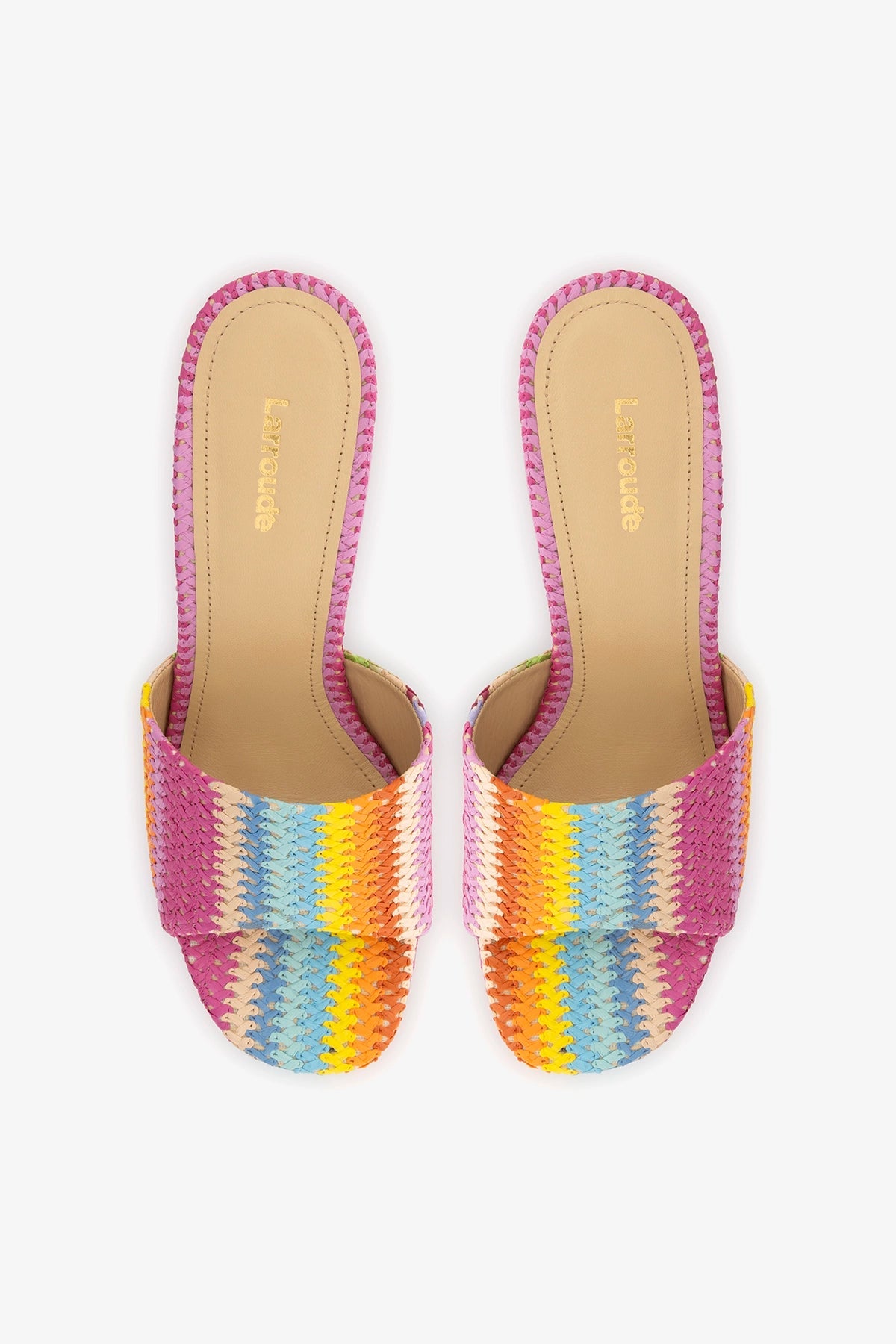 Larroude Dolly Mule Rainbow Raffia