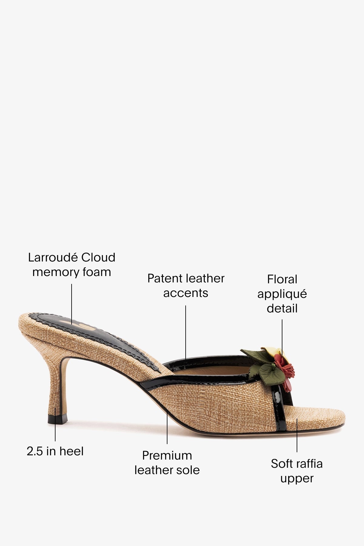 Larroude Juliette Mule Beige Raffia