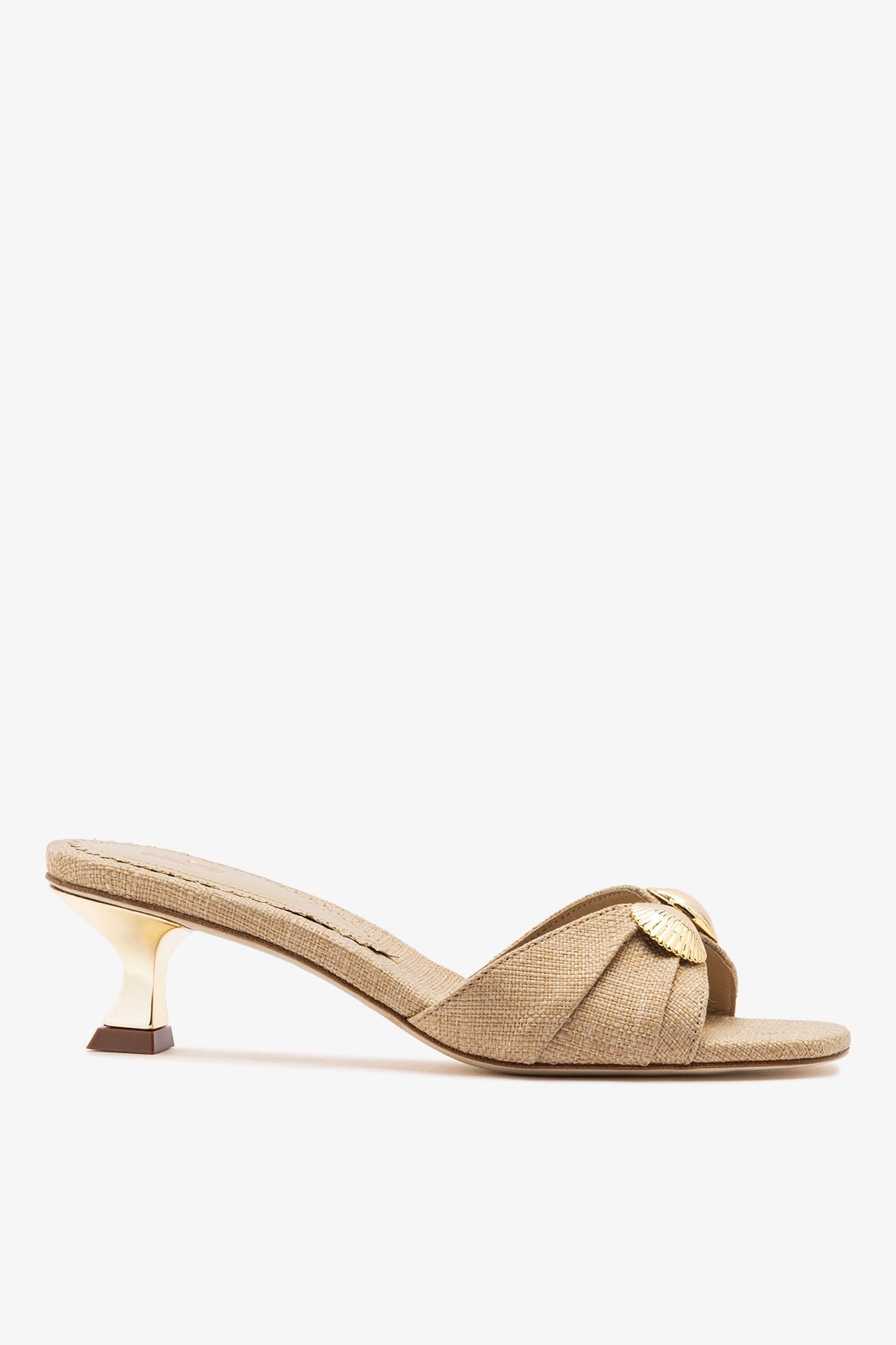 Larroude Coquile Mule Beige Raffia
