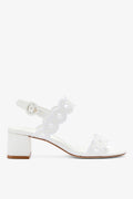 Larroude Florence Broderie Sandal In White Raffia