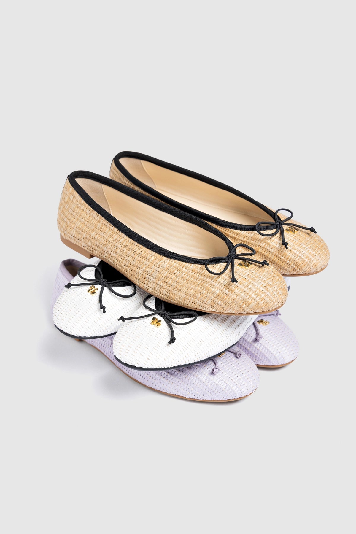 Larroude Pavlova Ballet Flat Natural Raffia