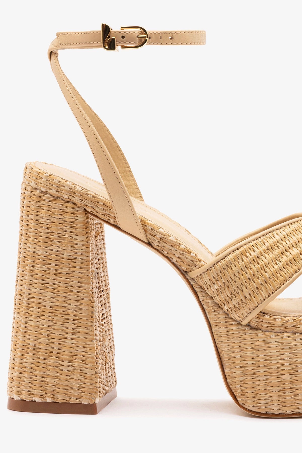 Larroude Dolly X Platform Sandal In Natural Raffia